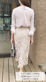 【新色🌸バニラ登場】 ブラウス　バーフリル襟　花びら袖 7分丈　フェリーシェル　fch811-0777