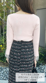 🌟新色登場・先行予約販売🌟ニット　ハートネック　袖口　レース　リブ　フェリーシェル　fch412-0730