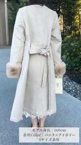 🎀コート🎀　ノーカラー　袖ファー　ロング丈　フェリーシェル　fch112-0718
