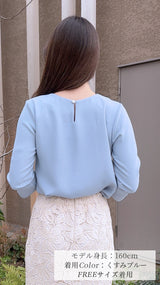 再入荷しました！🌸翌日から３営業日以内に発送可能🌸ブラウス　前中心フリルパール　袖口スリットパール　9分袖　フェリーシェル　fch811-0779