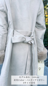 🎀コート🎀　ノーカラー　袖ファー　ロング丈　フェリーシェル　fch112-0718