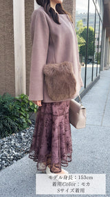 🍂秋冬コーデ🍂 コート　ポケット　ファー付　ハーフ丈　フェリーシェル　fch112-0732