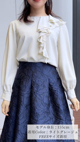 🎀人気ブラウス追加販売🎀✨アシンメトリー　2段フリルブラウス長袖　トップス　フェリーシェル　fch821-0804
