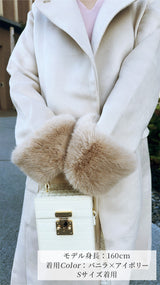 🎀コート🎀　ノーカラー　袖ファー　ロング丈　フェリーシェル　fch112-0718