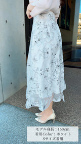 🌸追加販売🌸フラワーオーガンジーフレアスカート　fch611-0788