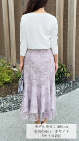 《再入荷🌸即日〜3営業日以内発送可能》前身頃刺繍レース　ニットカーディガン　7分袖　fch411-0786