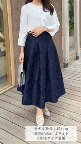 【新色追加🌸完売カラー再入荷!即日～３営業日以内発送可能！】ブラウス　前中心フリルパール　袖口スリットパール　9分袖　フェリーシェル　fch811-0779