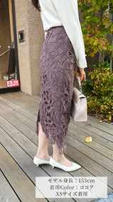 【🎀人気カラー再登場🎀】スカート　リボン柄レース　Iライン　フェリーシェル　fch611-0623