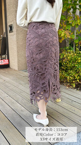 【🎀人気カラー再登場🎀】スカート　リボン柄レース　Iライン　フェリーシェル　fch611-0623