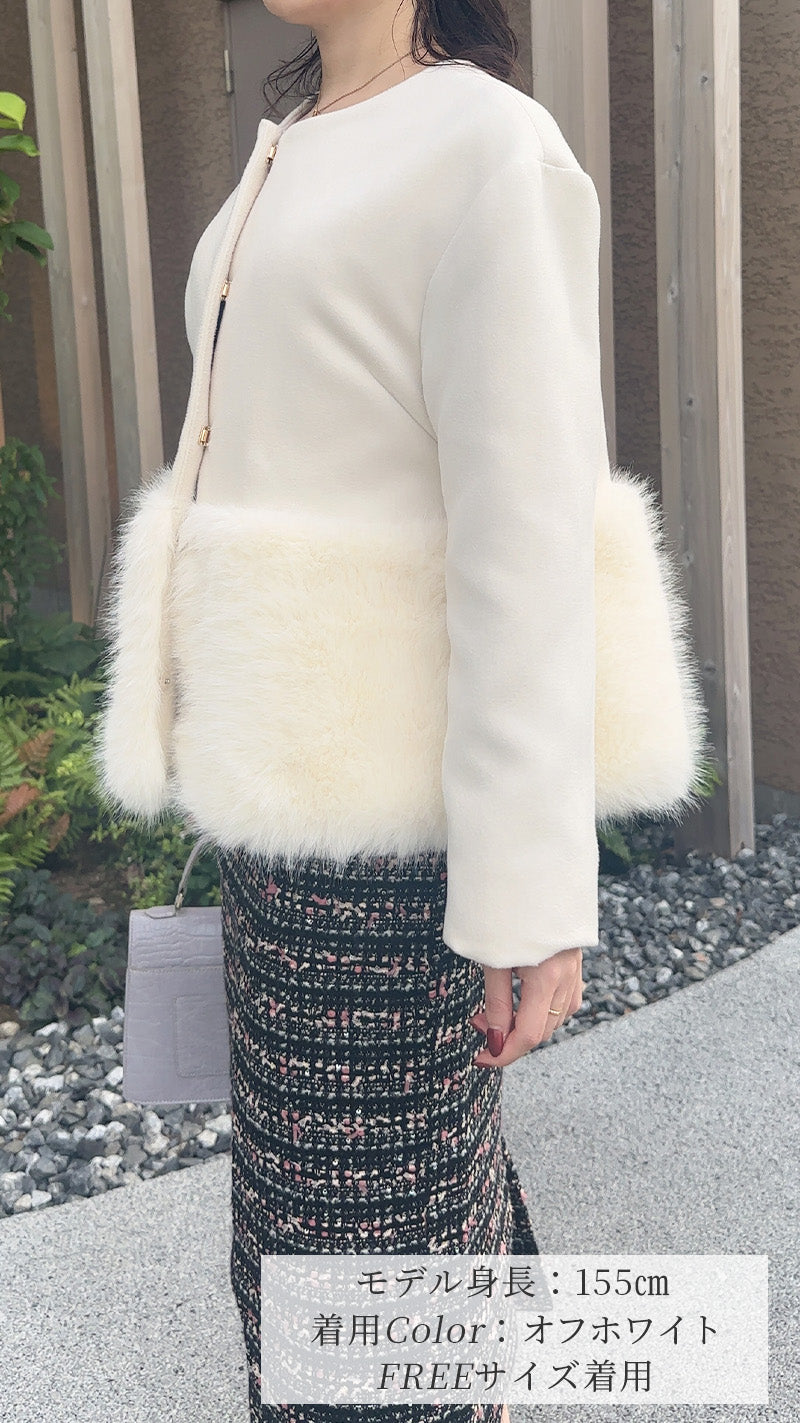 【大人気コート再登場】　裾ファー付きコート　 フェリーシェル　fch112-0765