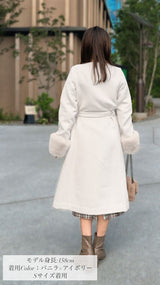 🎀コート🎀　ノーカラー　袖ファー　ロング丈　フェリーシェル　fch112-0718