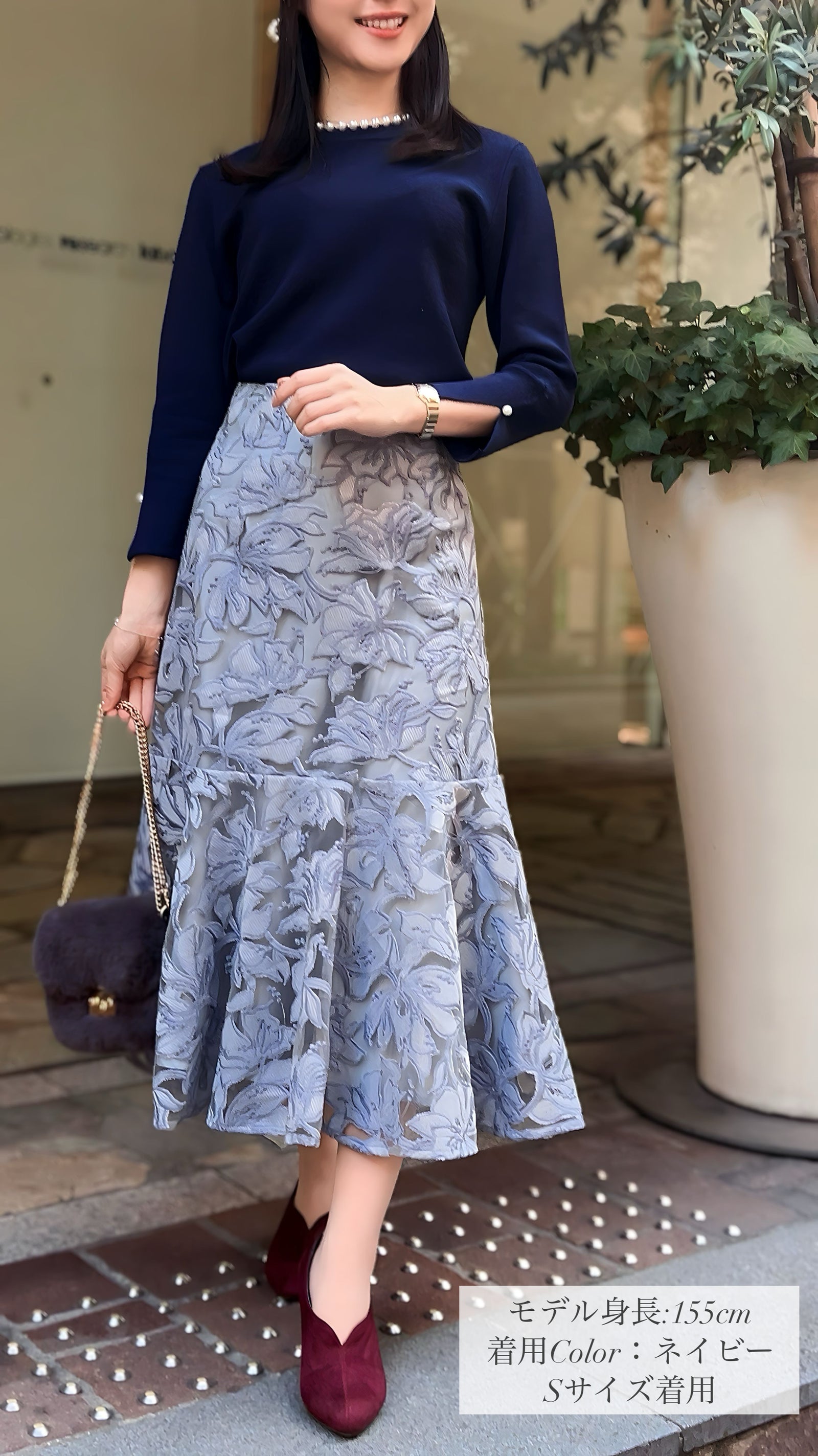 ニット パールネック クルー つまり襟 フェリーシェル fch412