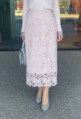 【入荷しました】🌟　花柄yレース　コード刺繍入　タイトスカート フェリーシェル　fch612-0802