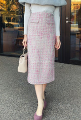 【入荷しました】🌟上質ファンシーツイード タイトスカート フェリーシェル　fch612-0803