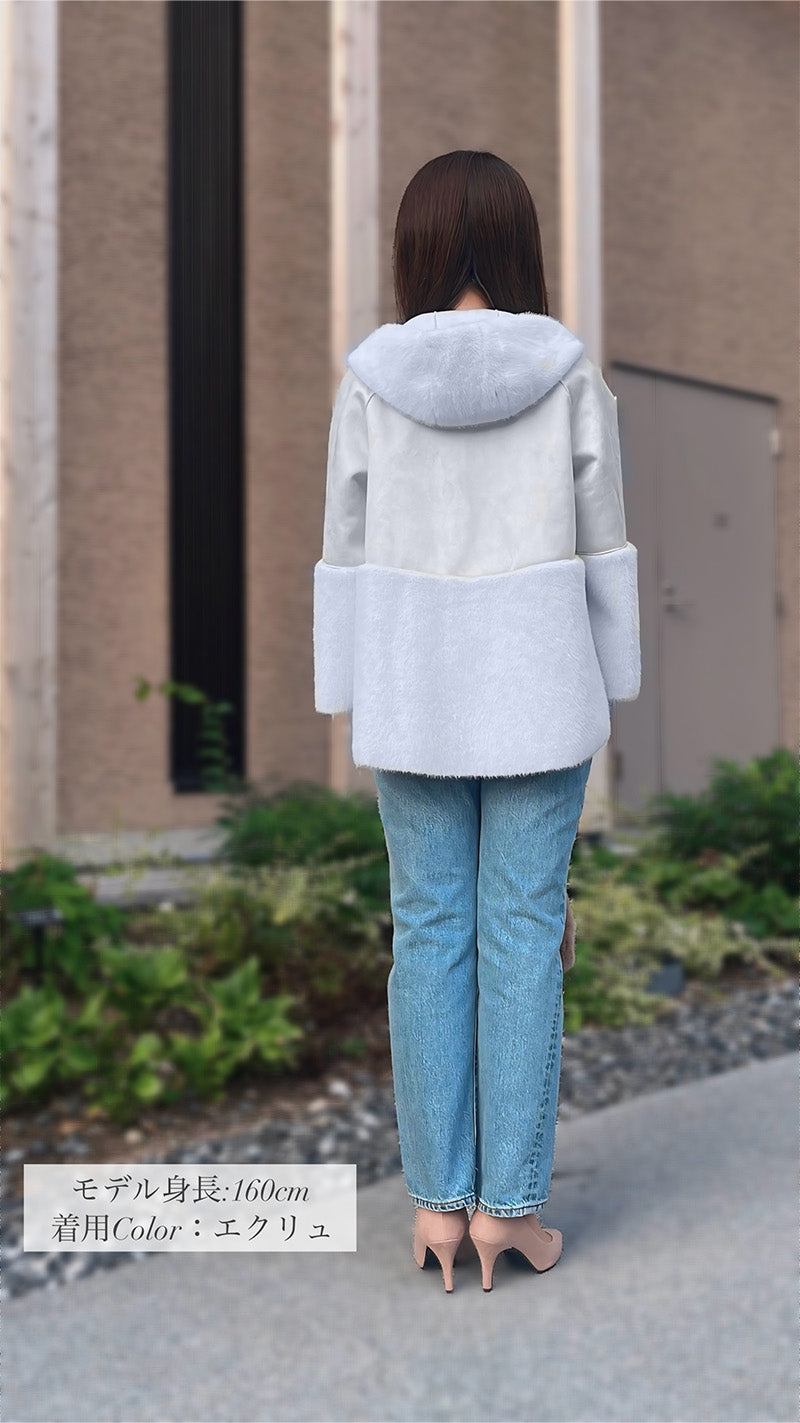 【期間限定特別PRICE_3,000円OFF】フードコート フェイクムートン＆ファー フェリーシェル｜fch122-0601