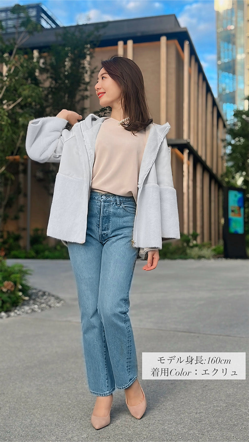 【期間限定特別PRICE_3,000円OFF】フードコート フェイクムートン＆ファー フェリーシェル｜fch122-0601