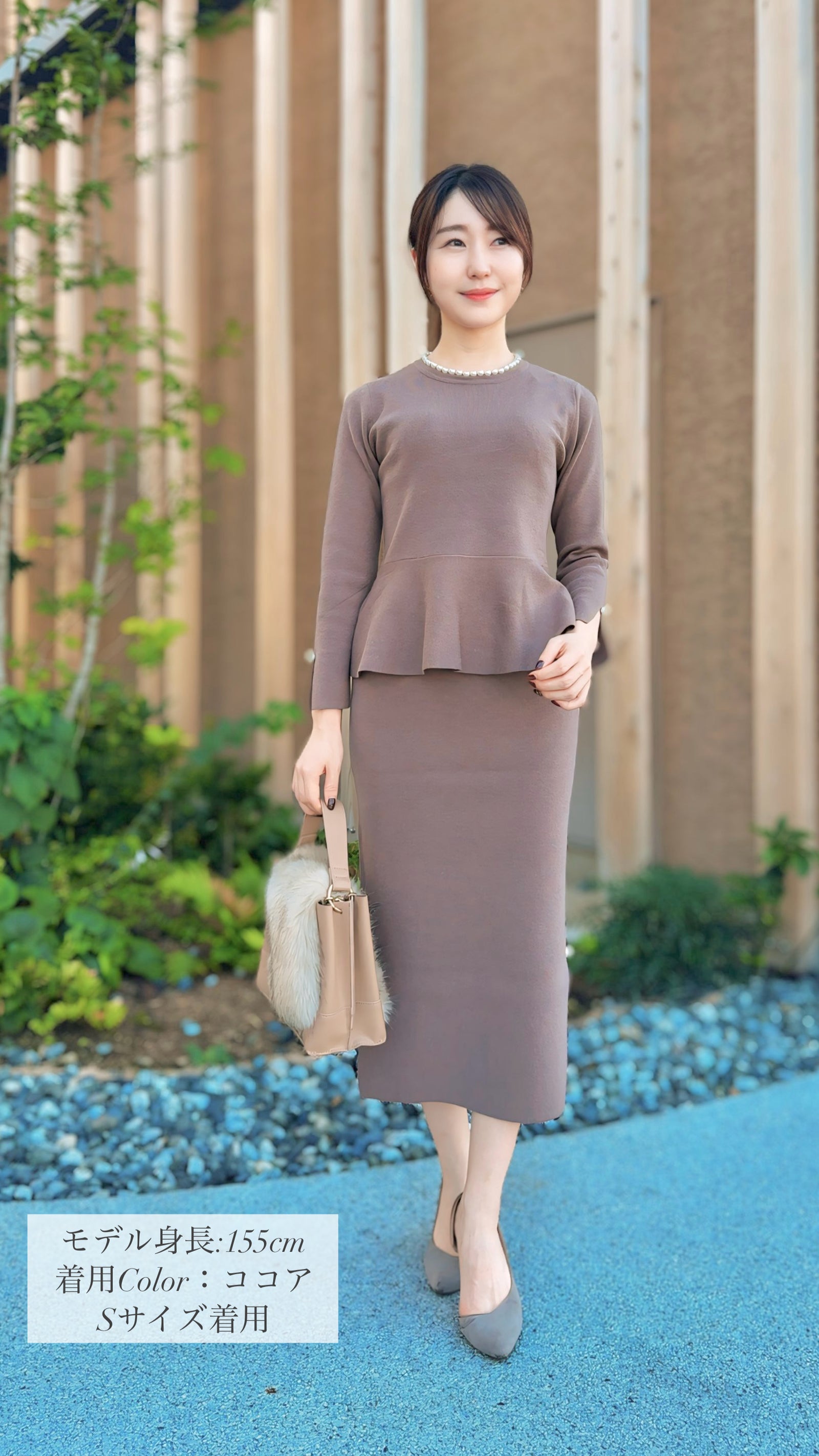 大人気秋色再登場🌟スカート ニット Iライン スリットパール