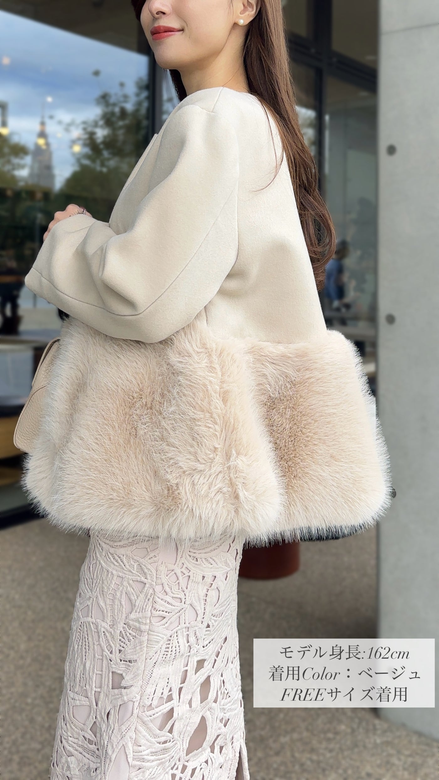 人気カラー先行販売】 裾ファー付きコート フェリーシェル fch112-0765