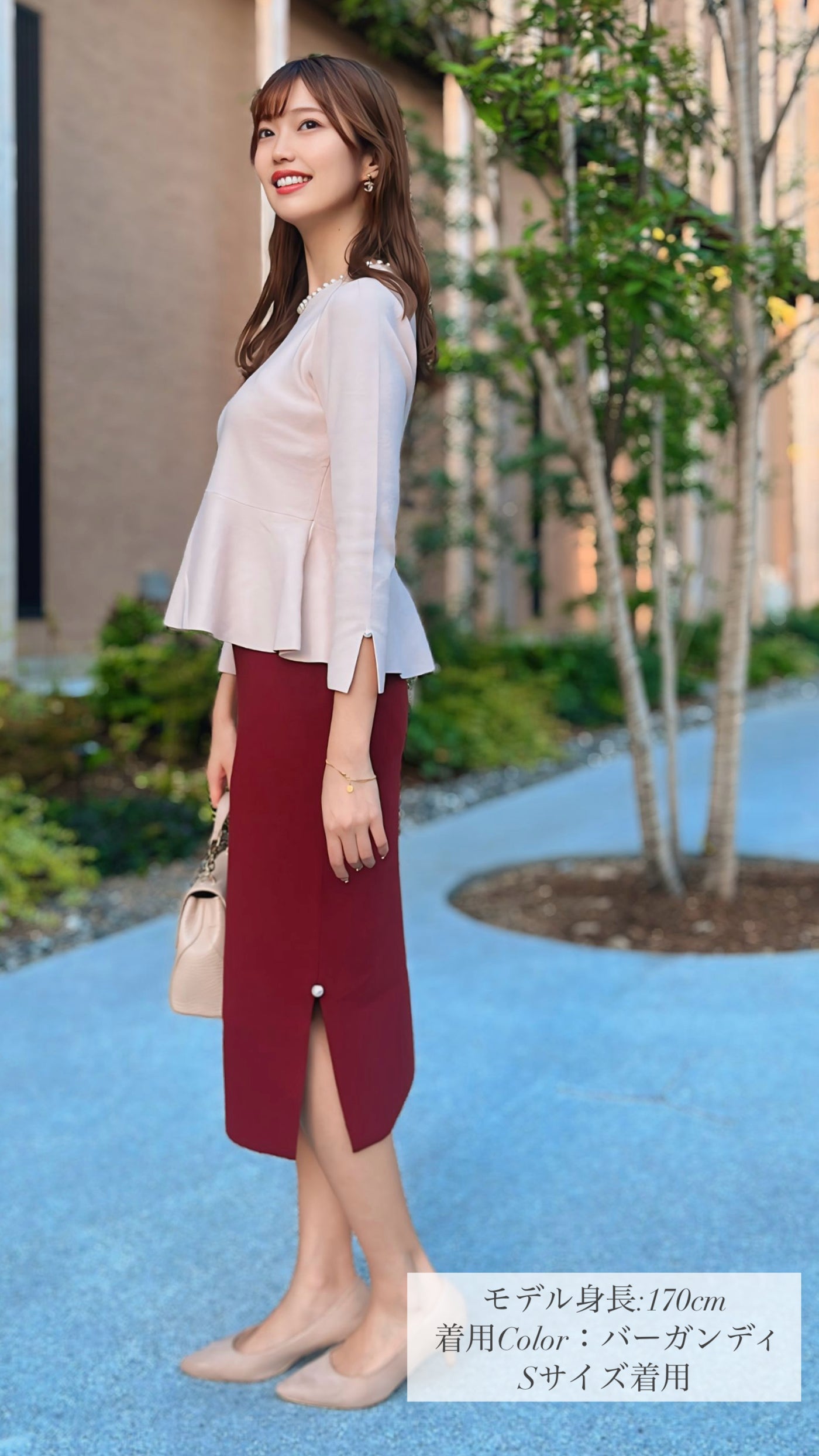 大人気秋色再登場🌟スカート ニット Iライン スリットパール