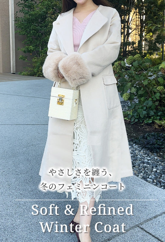 美品　フェリーシェル　フェイクファーポケットコート 🍂秋冬コーデ🍂 コート ポケット ファー付 ハーフ丈 フェリーシェル