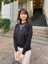 ニット　カーディガン 　襟元レース　フェリーシェル　fch412‐0642